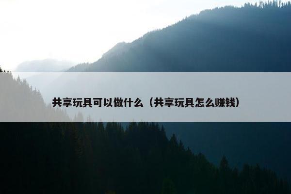 共享玩具可以做什么（共享玩具怎么赚钱）