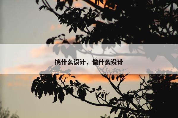 搞什么设计，做什么设计