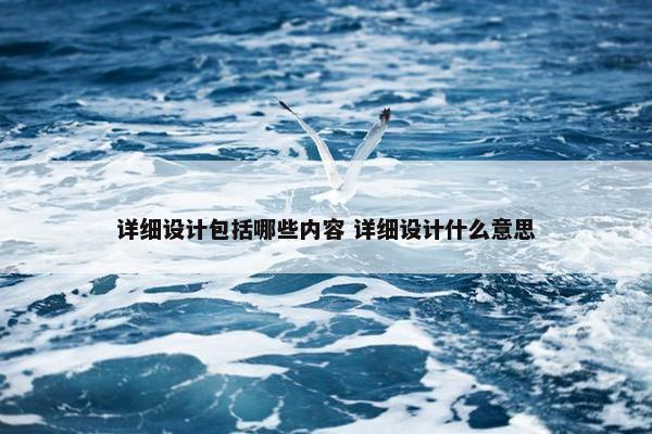 详细设计包括哪些内容 详细设计什么意思