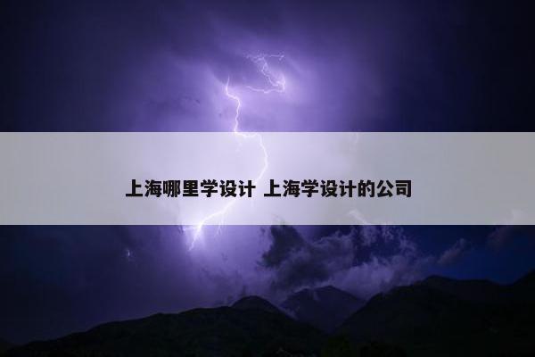 上海哪里学设计 上海学设计的公司