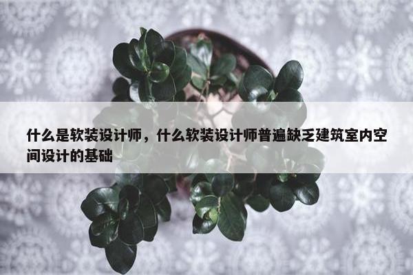 什么是软装设计师，什么软装设计师普遍缺乏建筑室内空间设计的基础