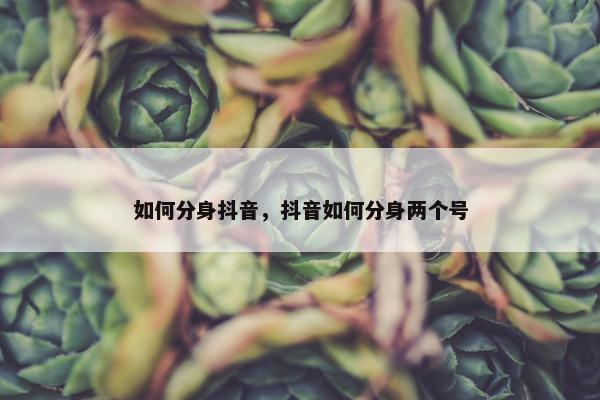 如何分身抖音，抖音如何分身两个号