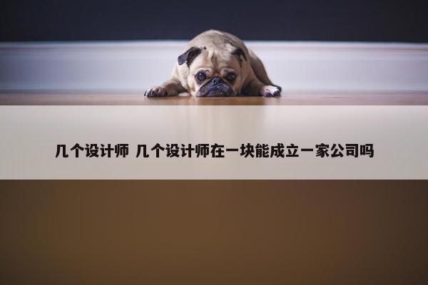 几个设计师 几个设计师在一块能成立一家公司吗