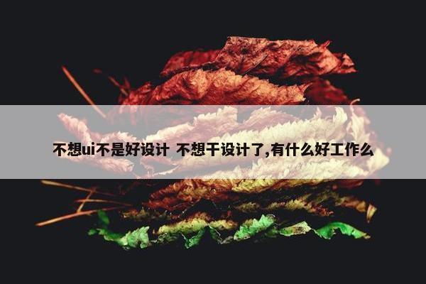 不想ui不是好设计 不想干设计了,有什么好工作么