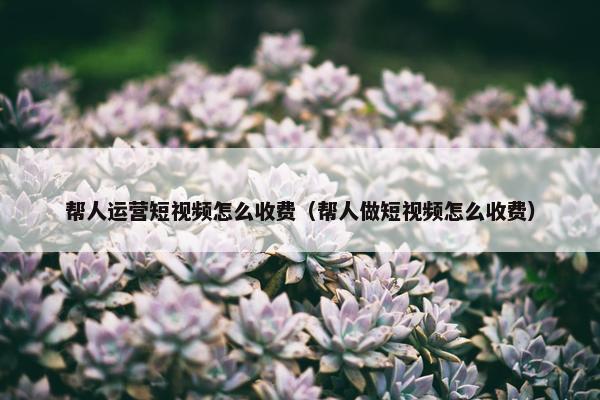 帮人运营短视频怎么收费（帮人做短视频怎么收费）