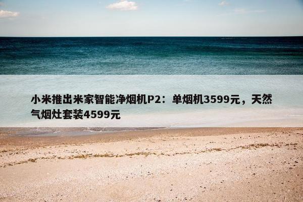 小米推出米家智能净烟机P2：单烟机3599元，天然气烟灶套装4599元