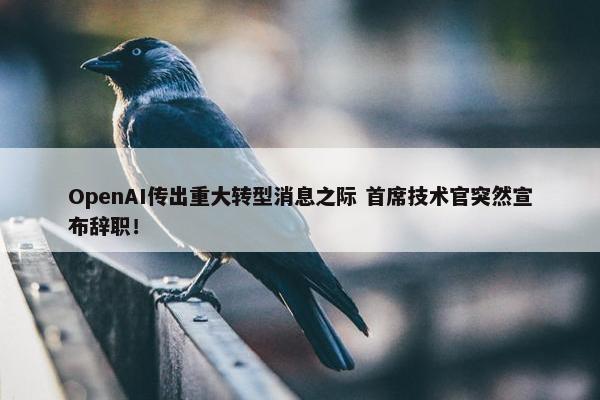 OpenAI传出重大转型消息之际 首席技术官突然宣布辞职！