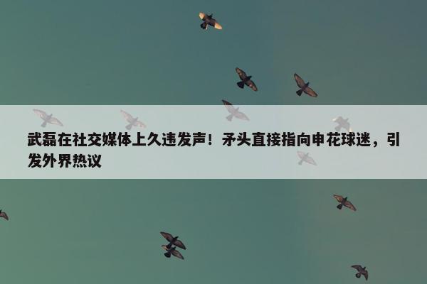 武磊在社交媒体上久违发声！矛头直接指向申花球迷，引发外界热议