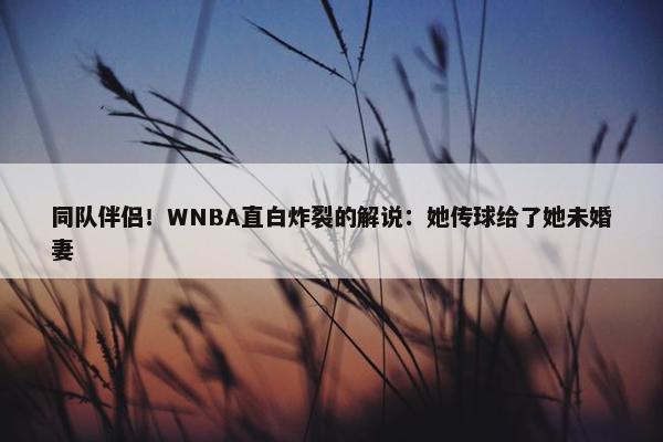 同队伴侣！WNBA直白炸裂的解说：她传球给了她未婚妻