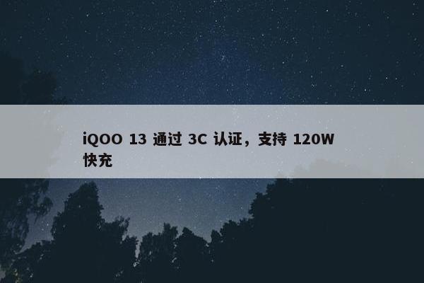 iQOO 13 通过 3C 认证，支持 120W 快充