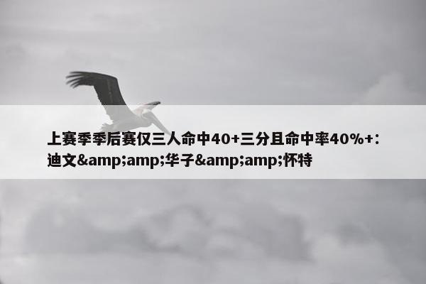 上赛季季后赛仅三人命中40+三分且命中率40%+：迪文&amp;华子&amp;怀特