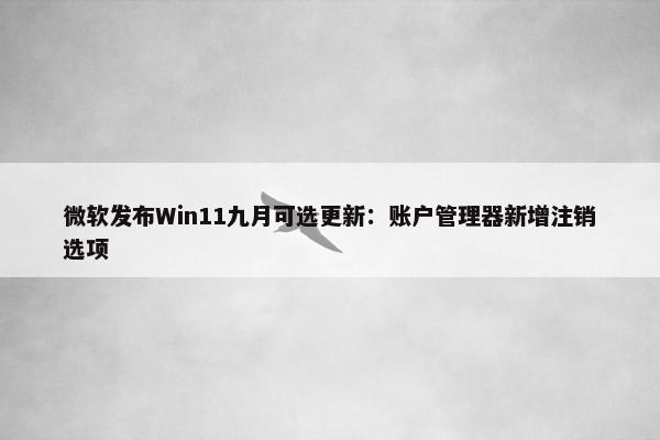 微软发布Win11九月可选更新：账户管理器新增注销选项