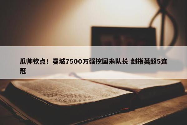 瓜帅钦点！曼城7500万强挖国米队长 剑指英超5连冠