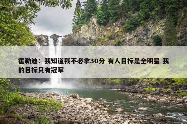 霍勒迪：我知道我不必拿30分 有人目标是全明星 我的目标只有冠军