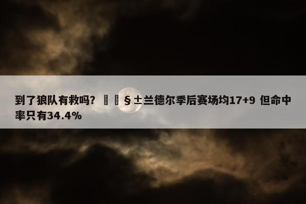 到了狼队有救吗？🧱兰德尔季后赛场均17+9 但命中率只有34.4%