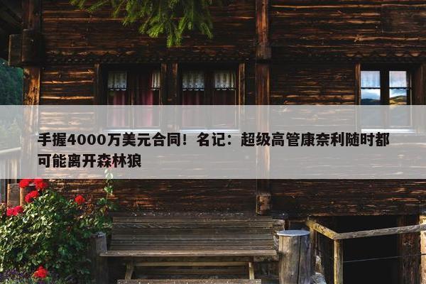 手握4000万美元合同！名记：超级高管康奈利随时都可能离开森林狼