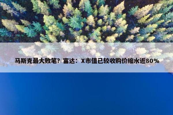 马斯克最大败笔？富达：X市值已较收购价缩水近80%