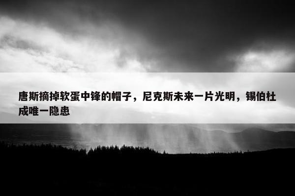 唐斯摘掉软蛋中锋的帽子，尼克斯未来一片光明，锡伯杜成唯一隐患