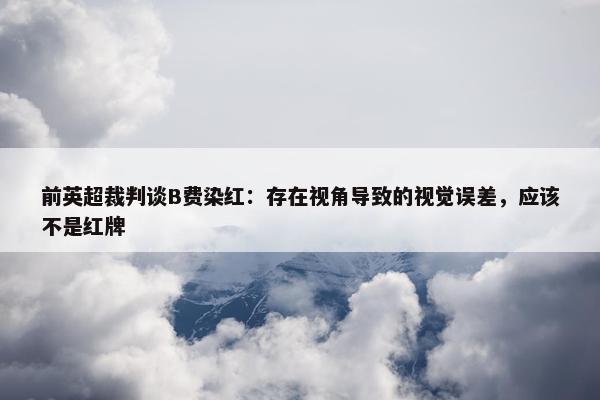 前英超裁判谈B费染红：存在视角导致的视觉误差，应该不是红牌