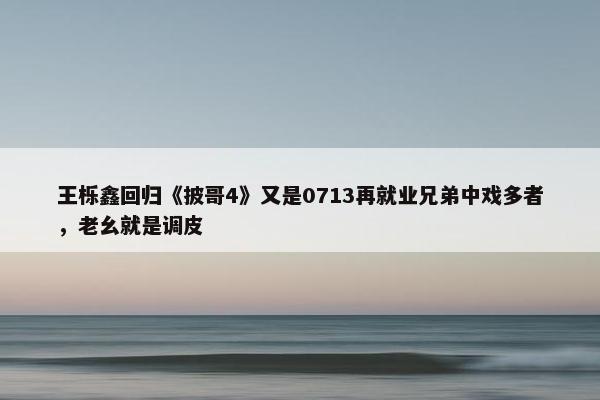 王栎鑫回归《披哥4》又是0713再就业兄弟中戏多者，老幺就是调皮