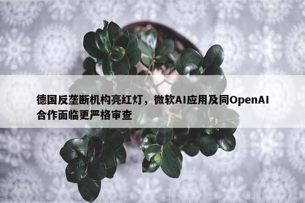 德国反垄断机构亮红灯，微软AI应用及同OpenAI合作面临更严格审查