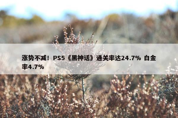 涨势不减！PS5《黑神话》通关率达24.7% 白金率4.7%