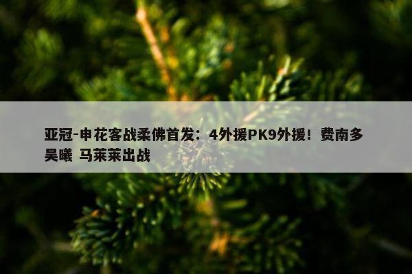 亚冠-申花客战柔佛首发：4外援PK9外援！费南多 吴曦 马莱莱出战