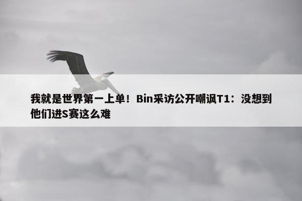 我就是世界第一上单！Bin采访公开嘲讽T1：没想到他们进S赛这么难