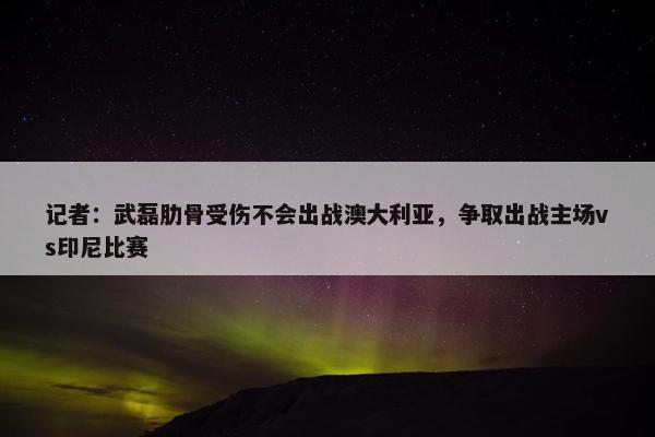 记者：武磊肋骨受伤不会出战澳大利亚，争取出战主场vs印尼比赛