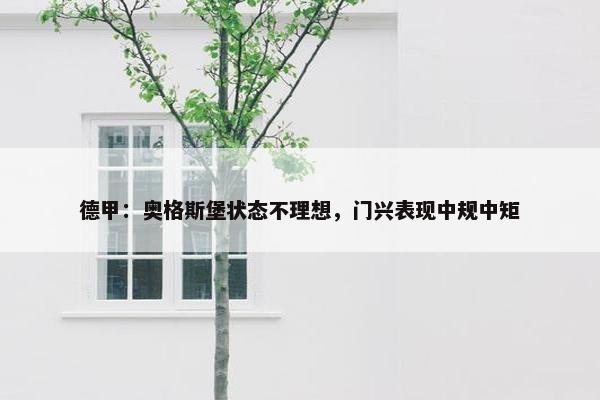 德甲：奥格斯堡状态不理想，门兴表现中规中矩