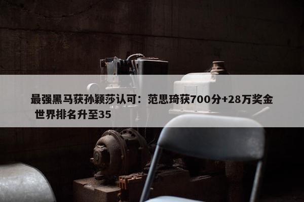 最强黑马获孙颖莎认可：范思琦获700分+28万奖金 世界排名升至35