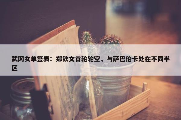 武网女单签表：郑钦文首轮轮空，与萨巴伦卡处在不同半区