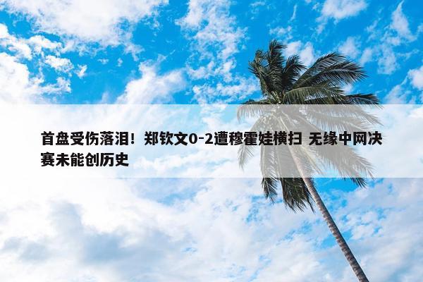 首盘受伤落泪！郑钦文0-2遭穆霍娃横扫 无缘中网决赛未能创历史