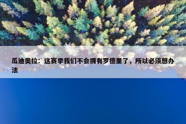 瓜迪奥拉：这赛季我们不会拥有罗德里了，所以必须想办法