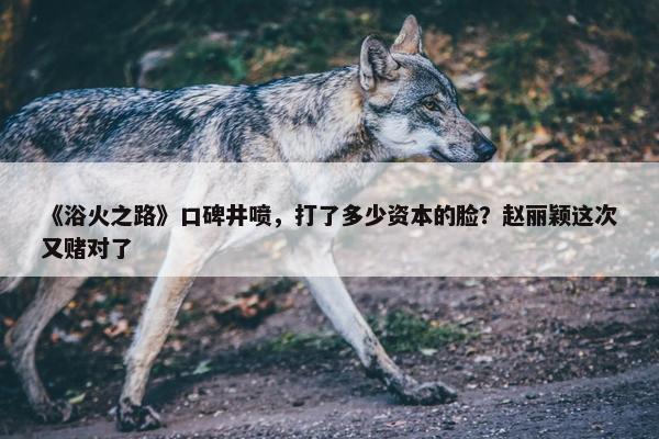 《浴火之路》口碑井喷，打了多少资本的脸？赵丽颖这次又赌对了