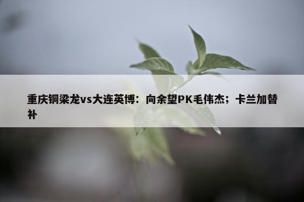 重庆铜梁龙vs大连英博：向余望PK毛伟杰；卡兰加替补