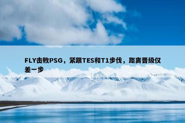 FLY击败PSG，紧跟TES和T1步伐，距离晋级仅差一步