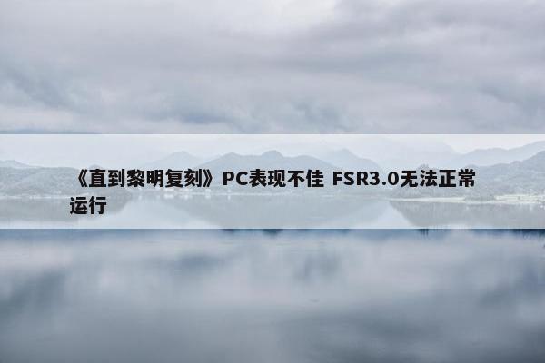 《直到黎明复刻》PC表现不佳 FSR3.0无法正常运行