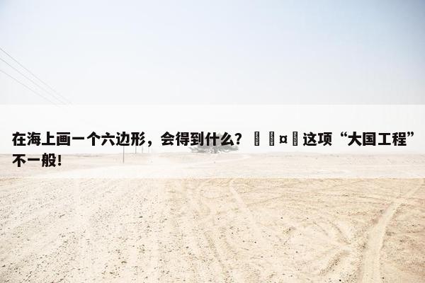 在海上画一个六边形，会得到什么？🤔这项“大国工程”不一般！