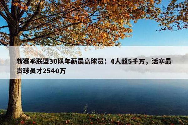 新赛季联盟30队年薪最高球员：4人超5千万，活塞最贵球员才2540万