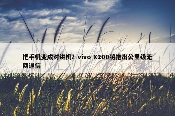 把手机变成对讲机？vivo X200将推出公里级无网通信