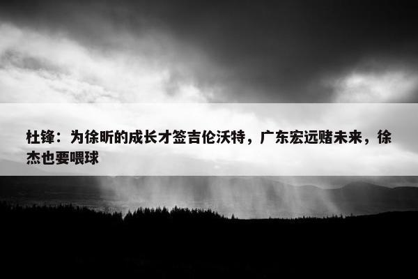 杜锋：为徐昕的成长才签吉伦沃特，广东宏远赌未来，徐杰也要喂球