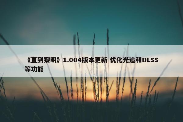 《直到黎明》1.004版本更新 优化光追和DLSS等功能