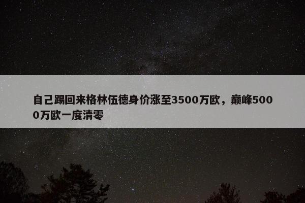 自己踢回来格林伍德身价涨至3500万欧，巅峰5000万欧一度清零