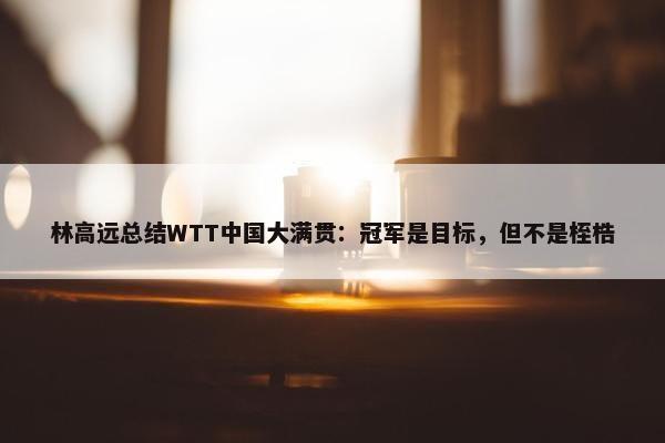 林高远总结WTT中国大满贯：冠军是目标，但不是桎梏