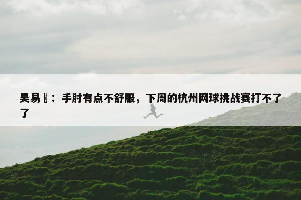 吴易昺：手肘有点不舒服，下周的杭州网球挑战赛打不了了