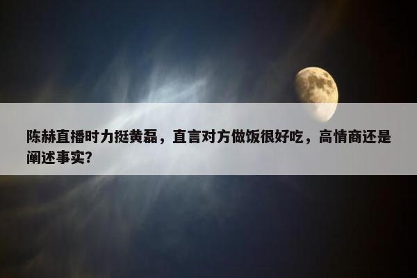 陈赫直播时力挺黄磊，直言对方做饭很好吃，高情商还是阐述事实？