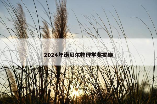 2024年诺贝尔物理学奖揭晓