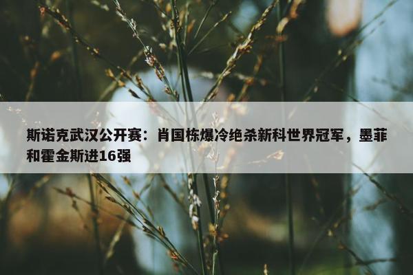 斯诺克武汉公开赛：肖国栋爆冷绝杀新科世界冠军，墨菲和霍金斯进16强