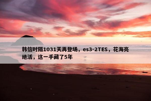 韩信时隔1031天再登场，es3-2TES，花海亮绝活，这一手藏了5年